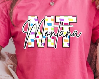 Bunter Montana State Umriss PNG - Sublimations- und DTF-Design (digitaler Download)