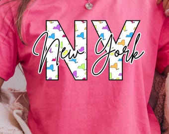 Contorno colorido del estado de Nueva York PNG - Diseño para sublimación y DTF (descarga digital)