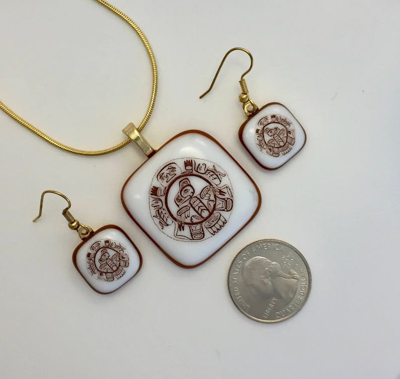 Fused Glass Jewelry Set Native American Design Totemic Etsy