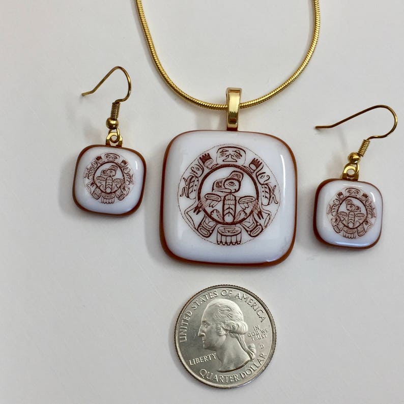 Fused Glass Jewelry Set Native American Design Totemic Etsy