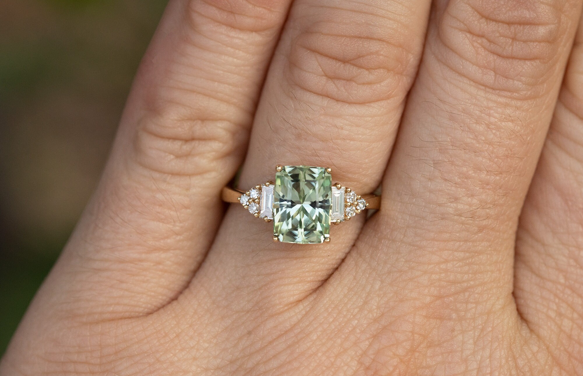Mint Tourmaline Diamond Engagement Ring