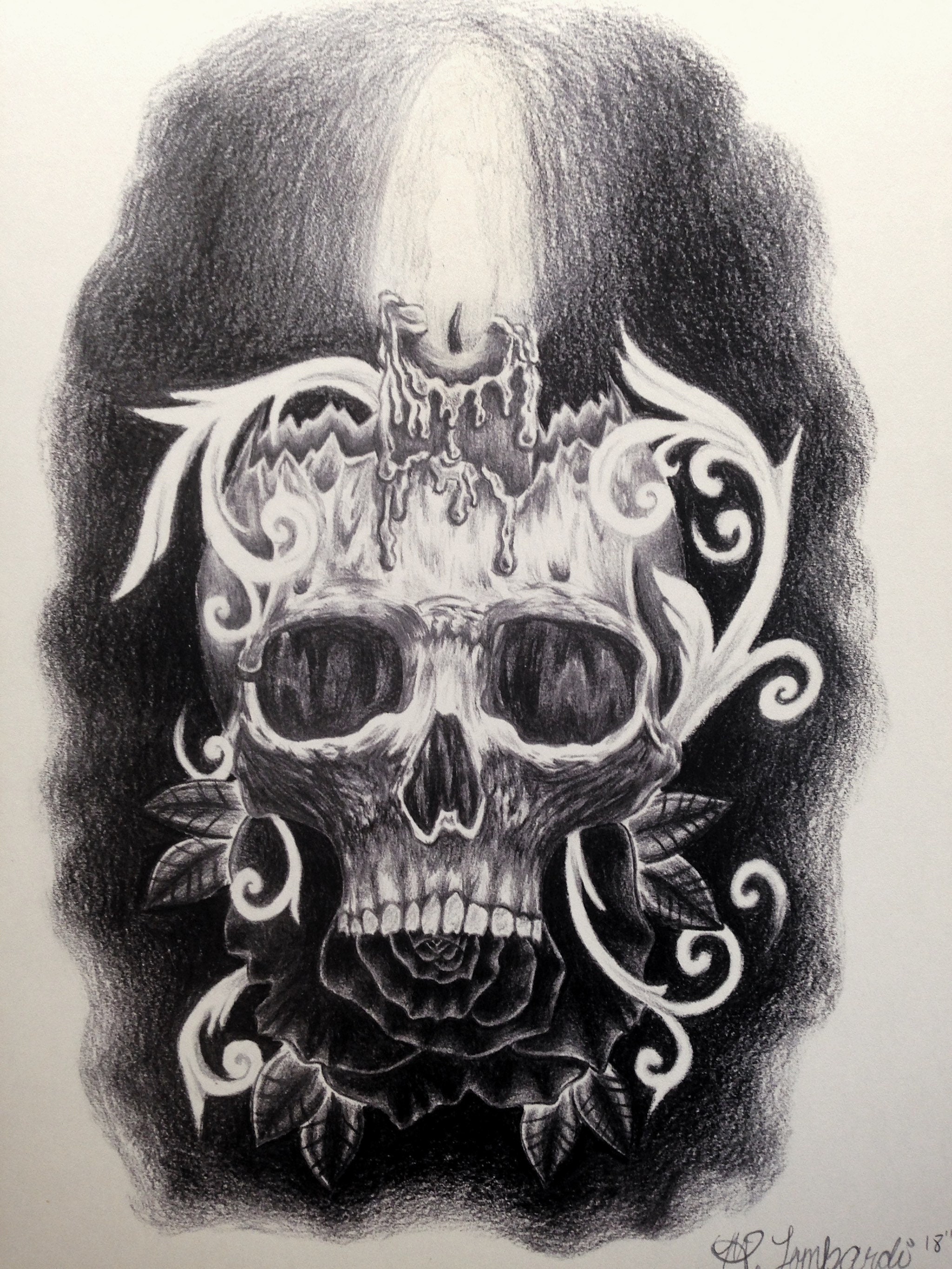 Skull Candle Drawing Print, Art Print, Drawing Print, Skull