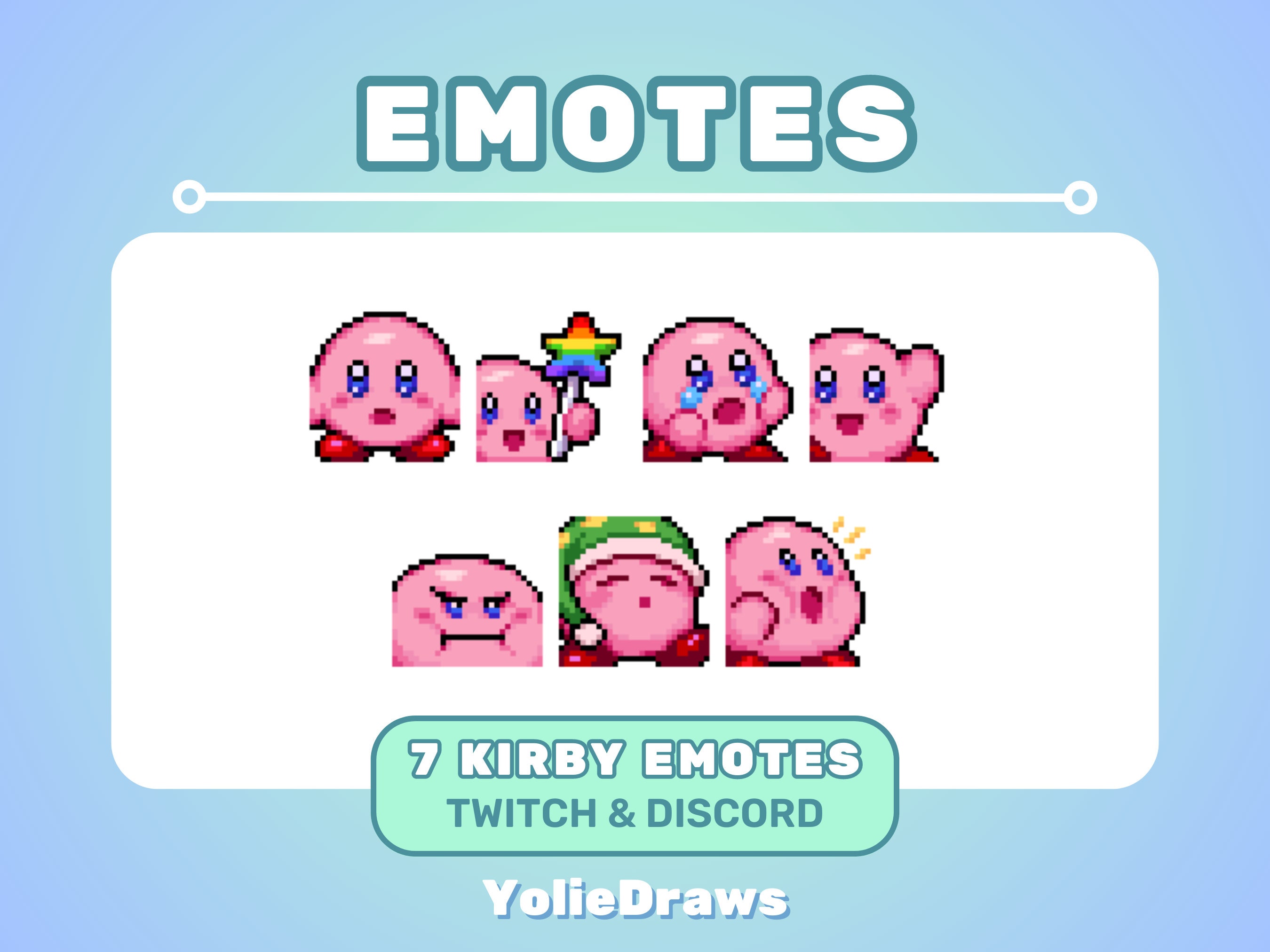 Kirby Pixel Art Emotes Set of 7 Twitch and Discord - Etsy Ireland