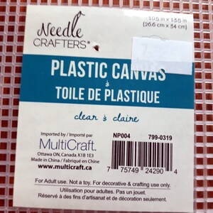 Semi Clear Plastic Canvas 10.5inx13.5in- Needle Crafters