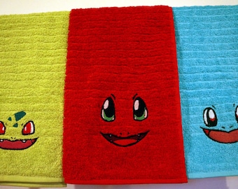 Kanto Starters Haftowane ręczniki do rąk Bulbasaur Charmander Squirtle