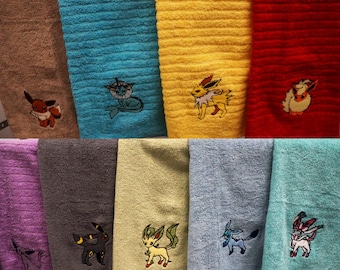 Śliczne ręczniki do rąk z haftem Eevee Evolution Eeveelution