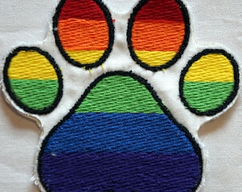 Paw Print Pride Rainbow Embroidered Iron-On