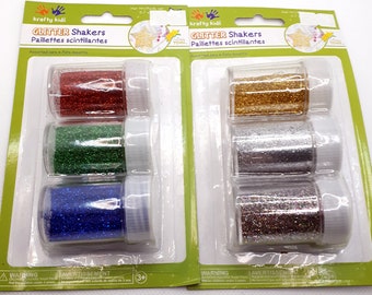 3 Pack Glitter Shakers for Crafts - Red, Green and Blue or Silver, Gold and Metallic