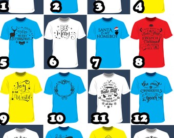 Różne koszulki świąteczne z motywem Noel - dostępne w wielu rozmiarach, stylach i kolorach!