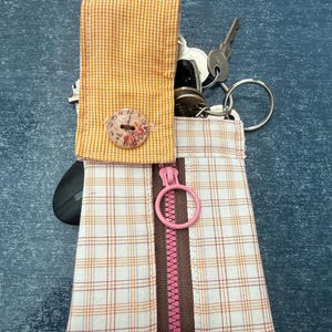 Tiny Handmade Zipper Pouches, Mini Bag Charms, Hanging Coin and Earbud Purses