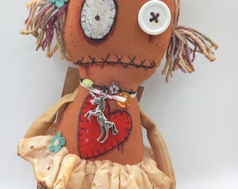 Boneca Vodu Juju feita à mão: Boneca de arte gótica de terror