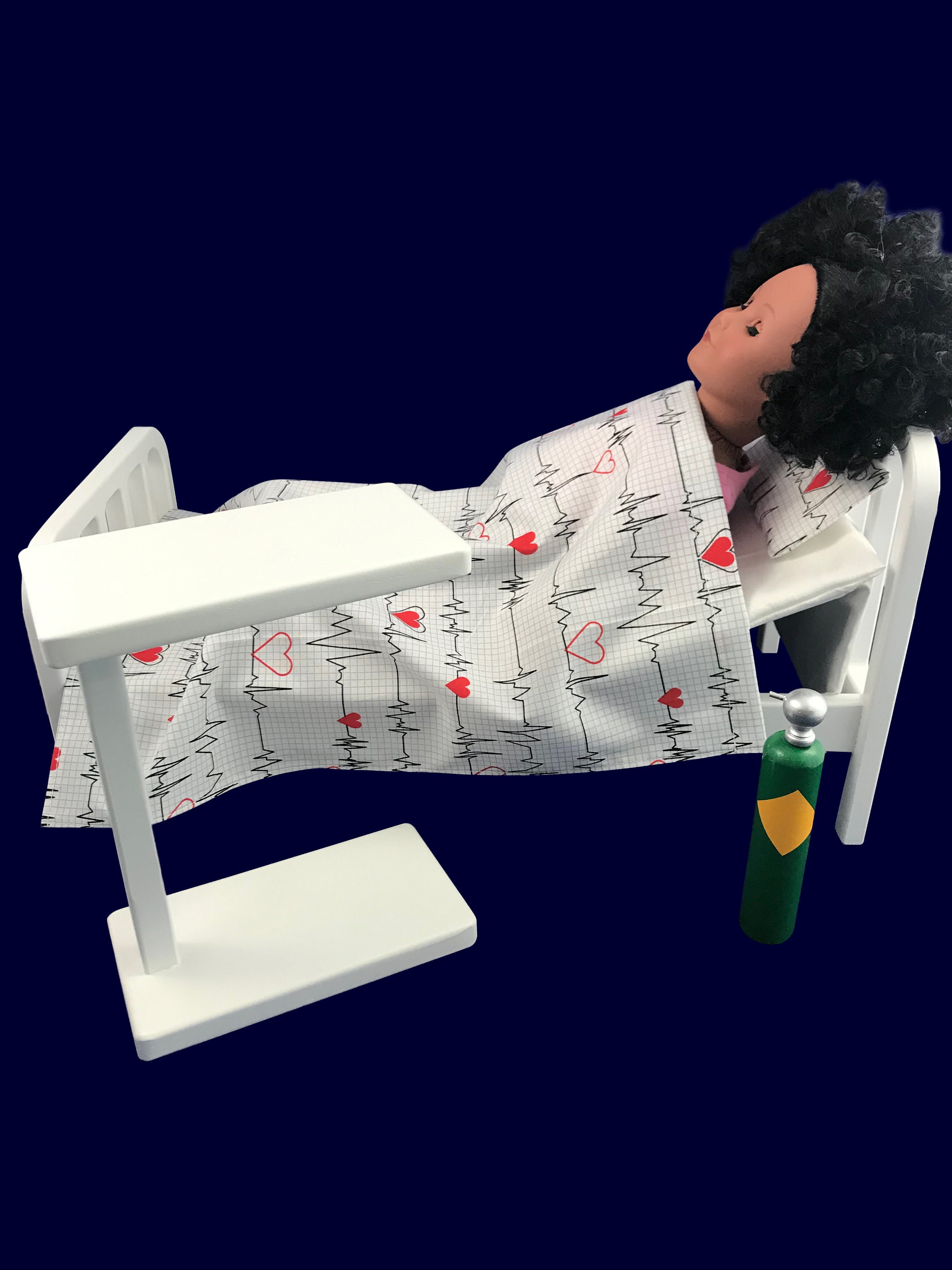 Doll Hospital Bed Sheet Pillow Bedside Table and Oxygen Tank Etsy