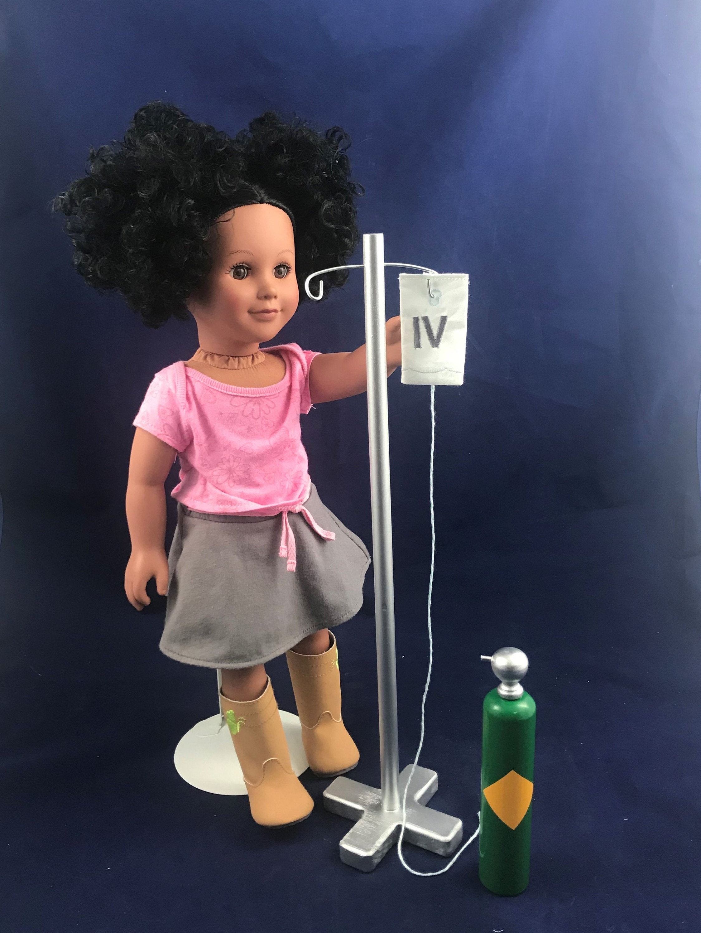 Doll Hospital Oxygen Tank and IV Pole Set for 18