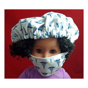 Doll Hospital Scrub Hat and Maskfor 18&quot; Doll or American Girl Doll