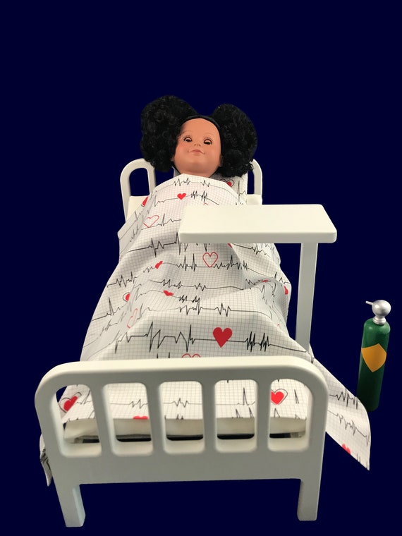 Doll Hospital Bed Sheet Pillow Bedside Table and Oxygen Tank Etsy