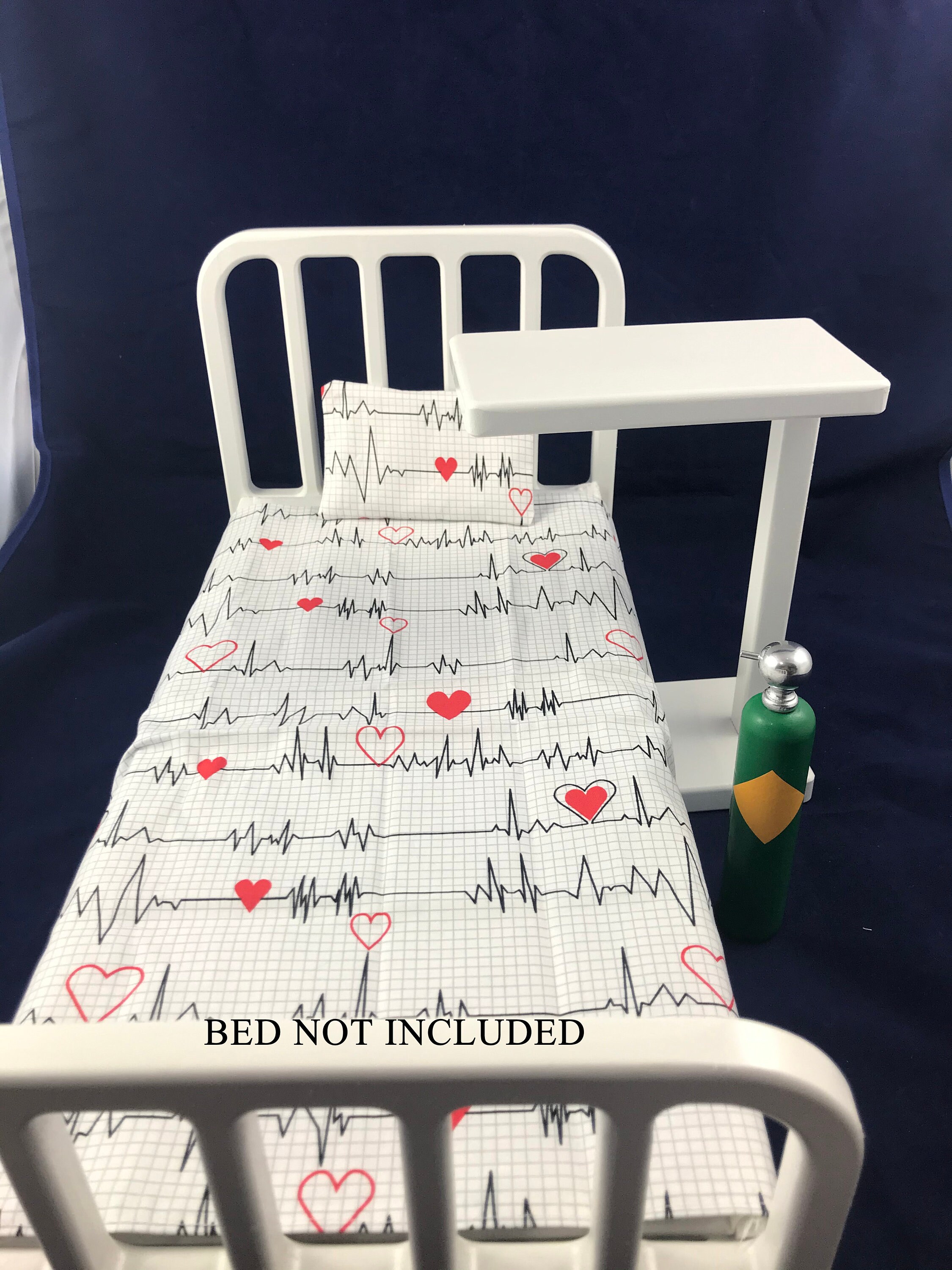Doll Hospital Bed Sheet Pillow Bedside Table and Oxygen Tank Etsy