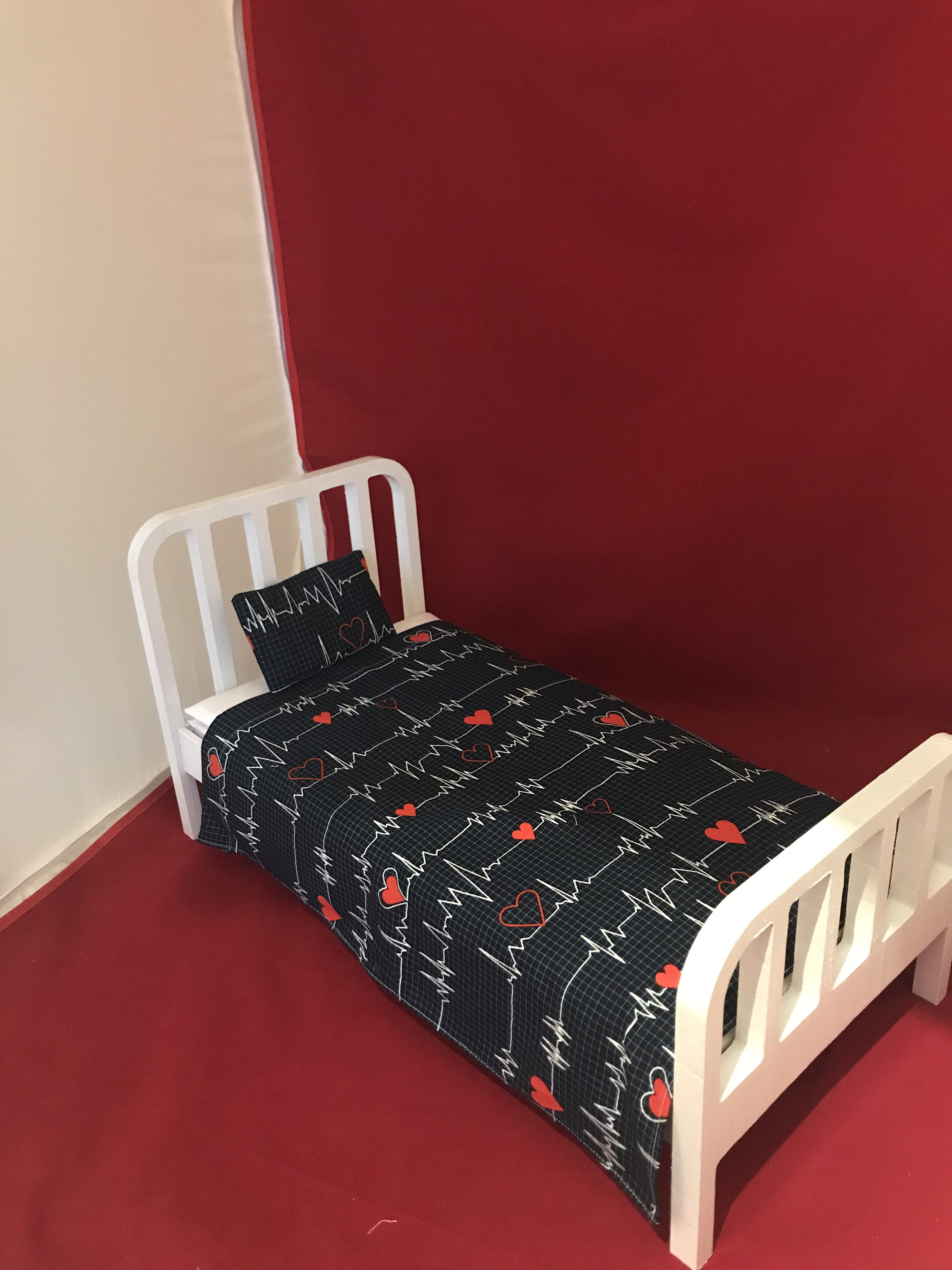 Adjustable Doll Hospital Bed for American Girl or 18 Doll Complete With