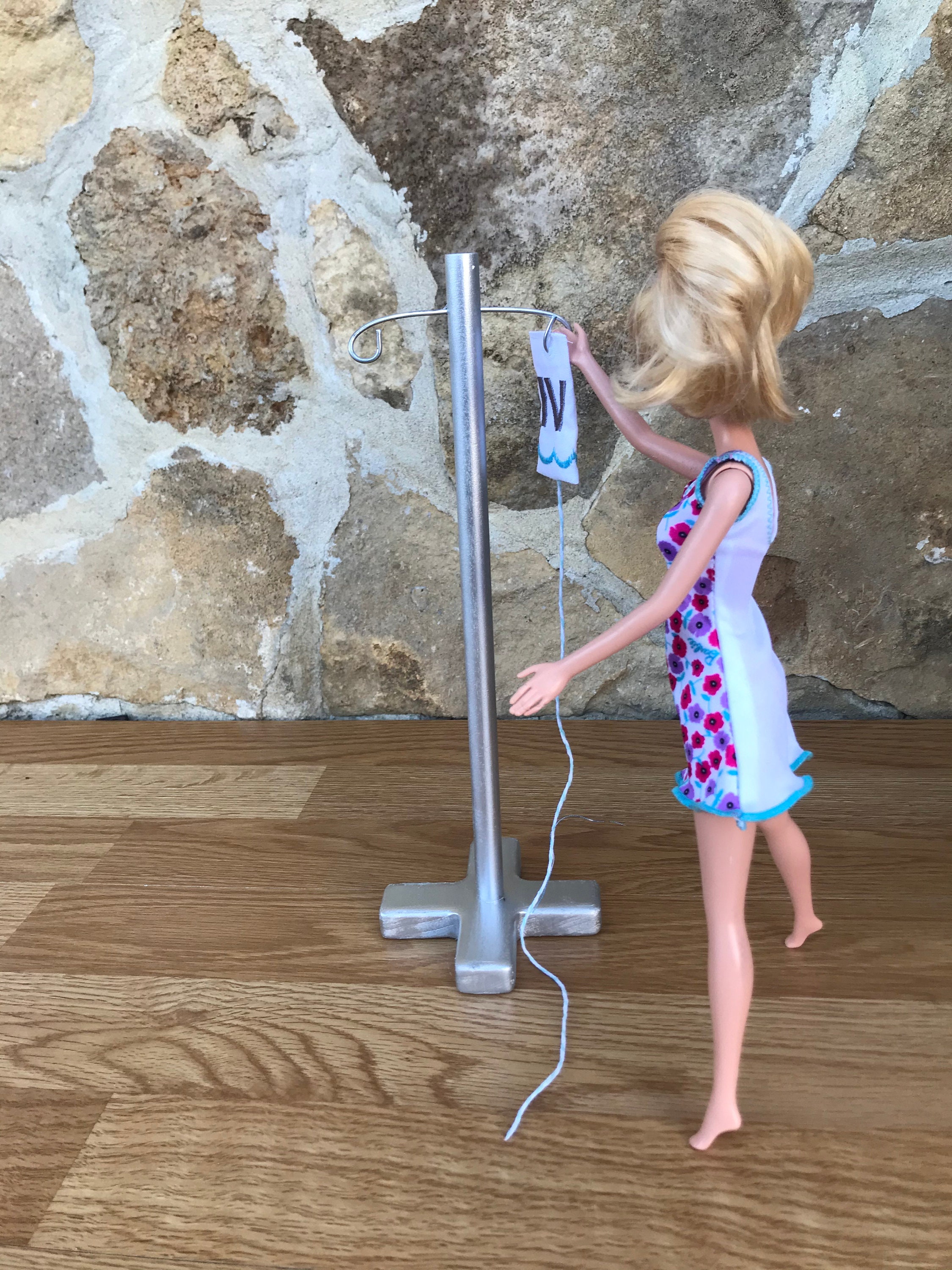 IV Pole for doll hospital with Embroidered IV bag for Etsy