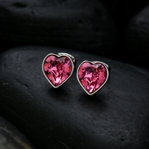 Sweet Hearts Rose coloured Swarovski crystals set in a lustrous rhodium finish image 1
