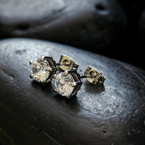 Marry Me stud earrings, Swarovski Zirconias set in rhodium image 1