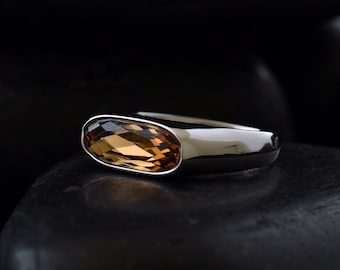 Champagne Swarovski crystal bar ring