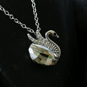 Clear Crystal Swan Pendant Swarovski Crystals finished in beautiful rhodium image 1