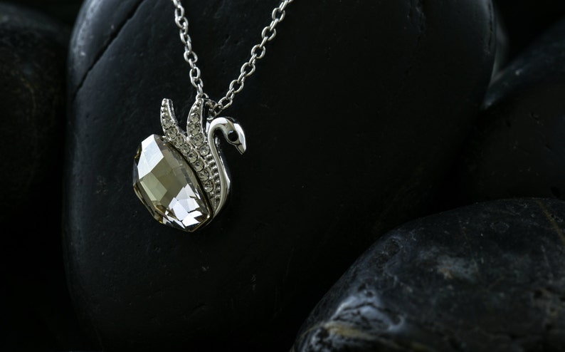 Clear Crystal Swan Pendant Swarovski Crystals finished in beautiful rhodium image 3