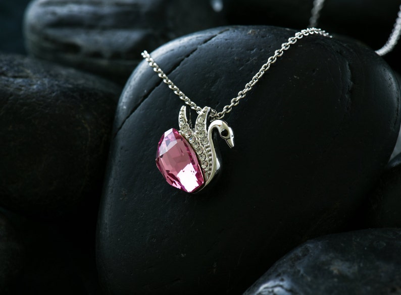 Clear Crystal Swan Pendant Swarovski Crystals finished in beautiful rhodium image 5