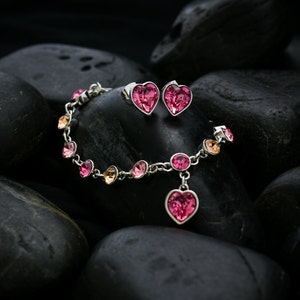 Sweet Hearts Rose coloured Swarovski crystals set in a lustrous rhodium finish image 5