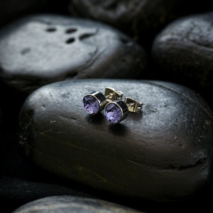 Swarovski Crystal Tanzanite Solitare Earrings set in Rhodium finish image 2