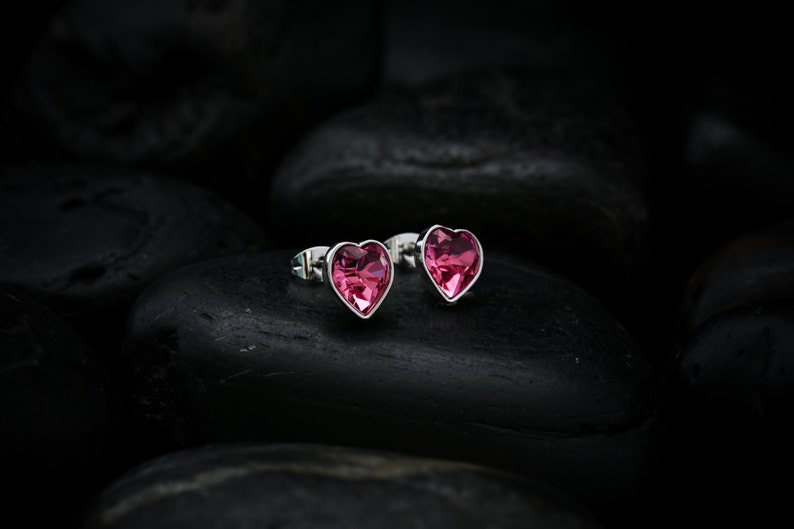 Sweet Hearts Rose coloured Swarovski crystals set in a lustrous rhodium finish image 3