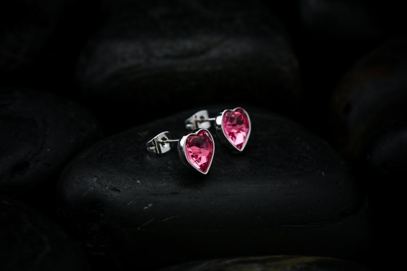 Sweet Hearts Rose coloured Swarovski crystals set in a lustrous rhodium finish image 2