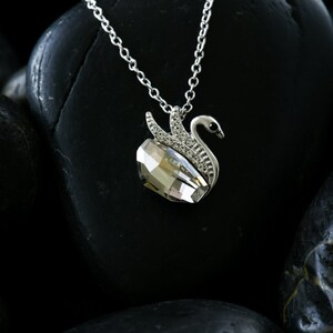 Clear Crystal Swan Pendant Swarovski Crystals finished in beautiful rhodium image 4
