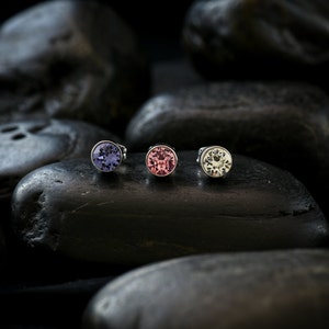 Swarovski Crystal Tanzanite Solitare Earrings set in Rhodium finish image 5