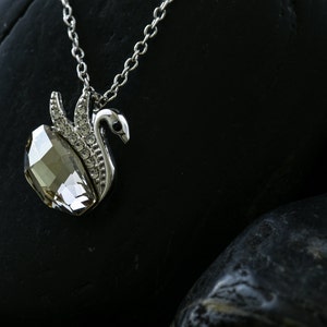 Clear Crystal Swan Pendant Swarovski Crystals finished in beautiful rhodium image 2