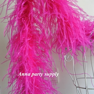2 yards hot pink ostrich feather boa 4 ply thickness for party dress supply