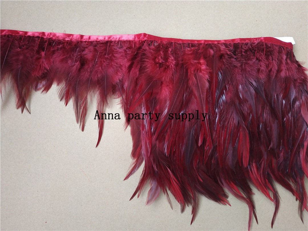 KOLIGHT Pack of 10 Yards Natural Rooster Hackle Feather Trim Fringe 4-6 in Width