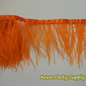 1 yard orange Ostrich feather fringe trim 3-4inch wide for sewing dress party prom supply
