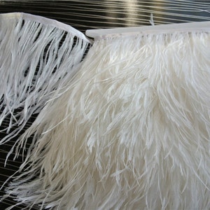 White Ostrich feather fringe trim 6-7inch wide 10 yards for sewing