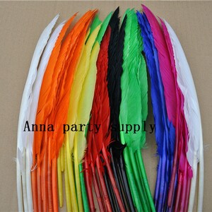 100 pcs 12-14inch red hot pink yellow blue turquoise purple  green black orange Turkey Quill Large Feathers