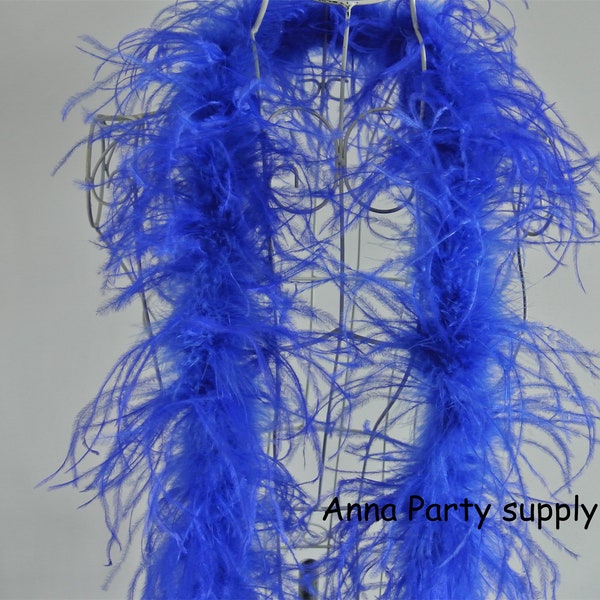 2 yards royal blue ostrich feather boa 2 ply thickness for party supply decor supply craft supply
