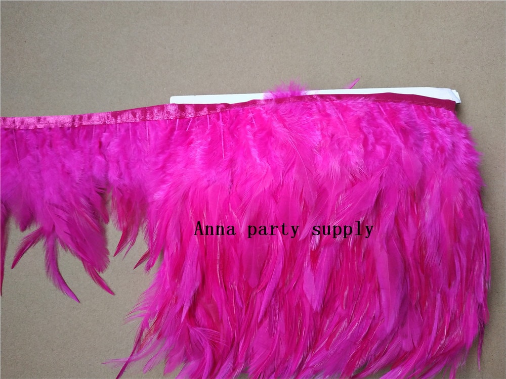 AABABUY 1 Yard Rooster Hackle Feather Trim 10-12 inch in
