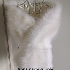 Pure white snow white faux fur shrug bridal wrap shrug wedding faux fur cape stole Wedding Fur warp Bridal Faux Fur Stole Fur Shawl Cape image 3