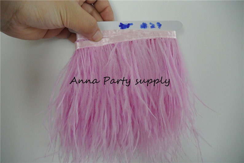 1 yard light pink Ostrich feather fringe trim for sewing dress party supply #23