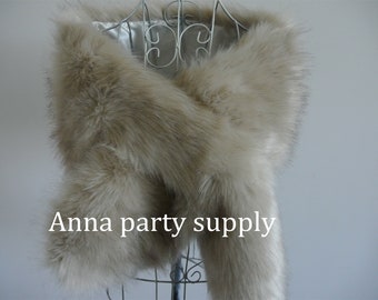 light brown faux fur bridal wrap shrug wedding faux fur cape Wedding Fur shrug Bridal Faux Fur Stole Fur Shawl Cape
