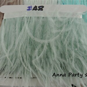 1 Yard - Sage Green Ostrich Fringe Trim Wholesale Feather (Bulk)