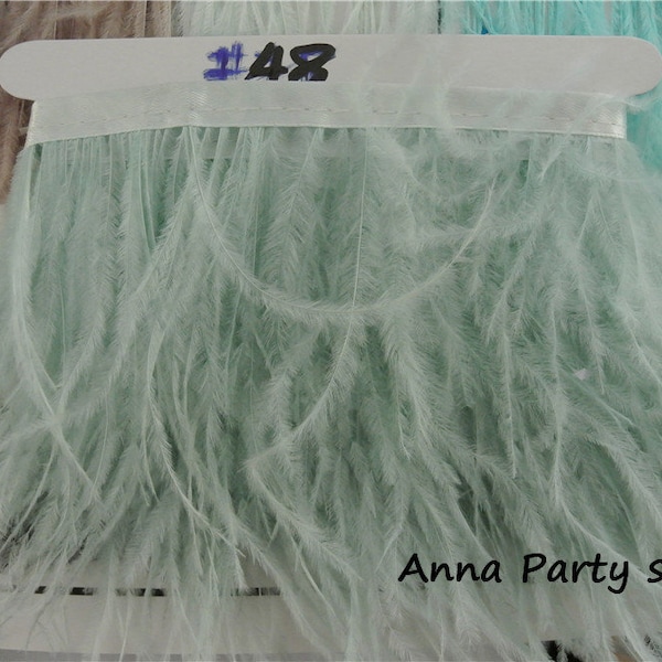 1 yard bluish green aqua Ostrich feather fringe trim for sewing dress party supply #48