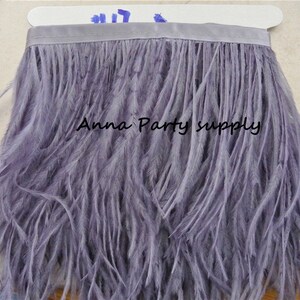 1 yard blue gray Ostrich feather fringe trim for sewing dress party supply #17