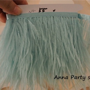 1 yard light sky blue Ostrich feather fringe trim for sewing dress party supply #55