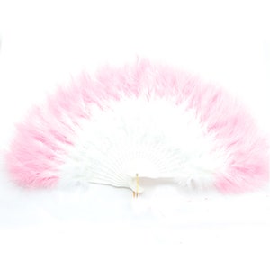 weiß mit rosa Spitze Marabou Feder Fächer Burlesque Feder Fächer tanzen 20*12inch 12colors für Party Favors Showgirl Zoll